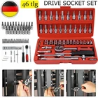 46-tlg Steckschlüssel Satz Set 1/4" Nusssätze Knarrenkasten Ratschenkasten Nüsse