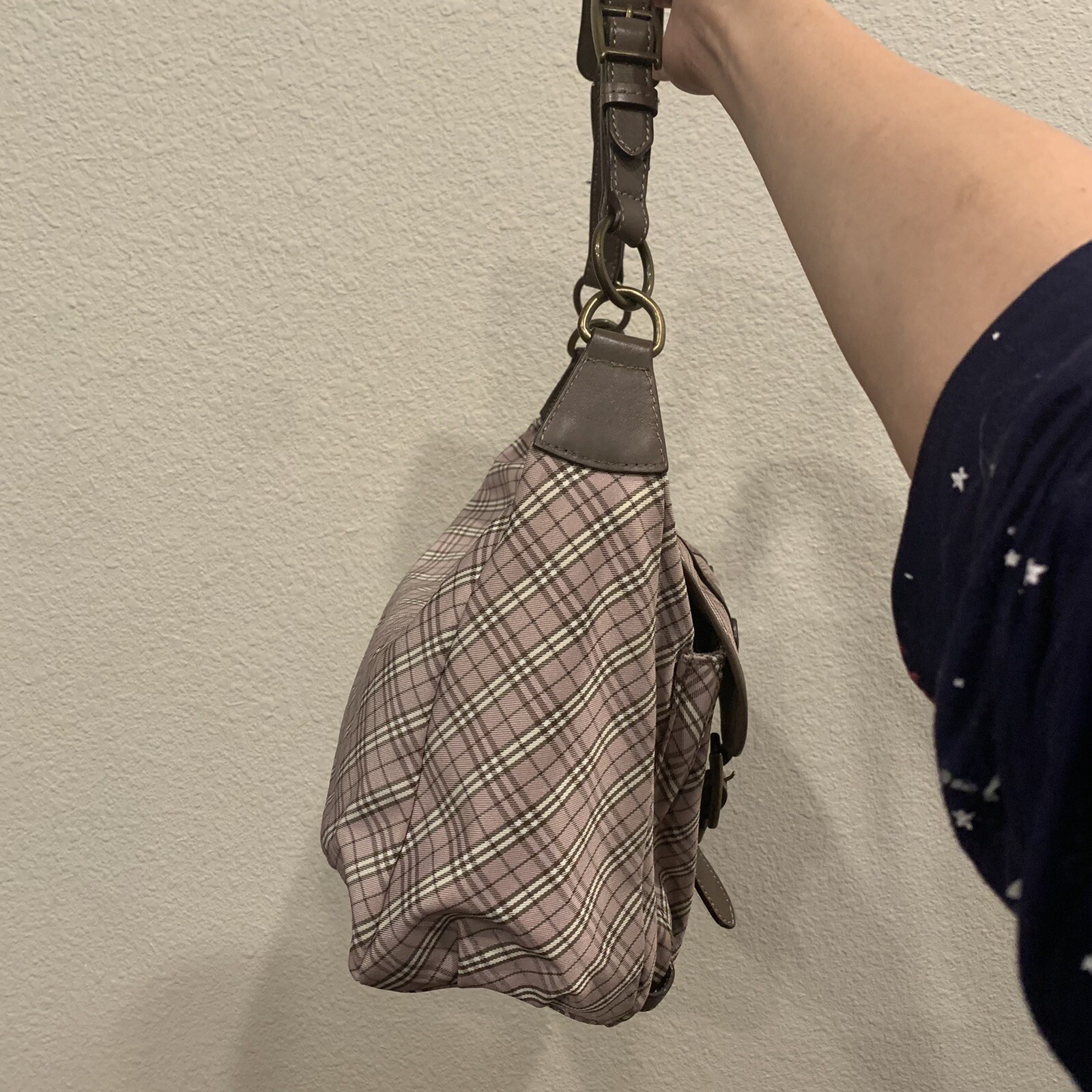 Burberry Blue Label Canvas Leather Shoulder Bag Gem