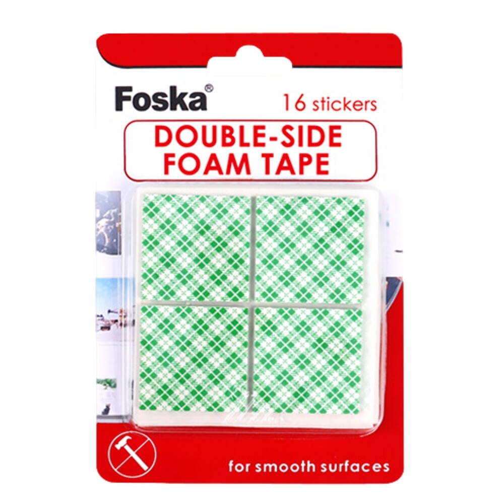 Pack of 16 Double-Sided Foam Adhesive Tape 35 x 35mm - Adhesive Mounting Pads