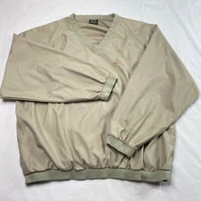 Weatherproof Mens Jacket sz XL Beige Red Hawk V Neck Lightweight Pockets Casual 