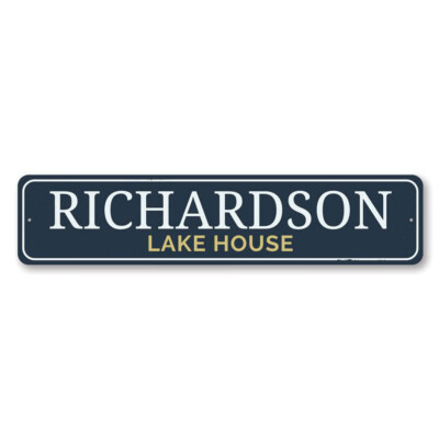 Custom Lake House Family Name Sign Personalized Lakehouse Aluminum Wall Decor