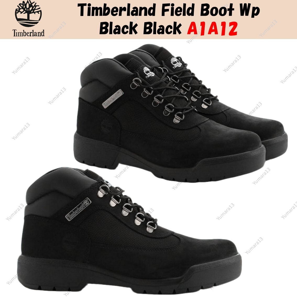 Timberland Field Boot Wp Black Black A1A12 Men's Size | eBay