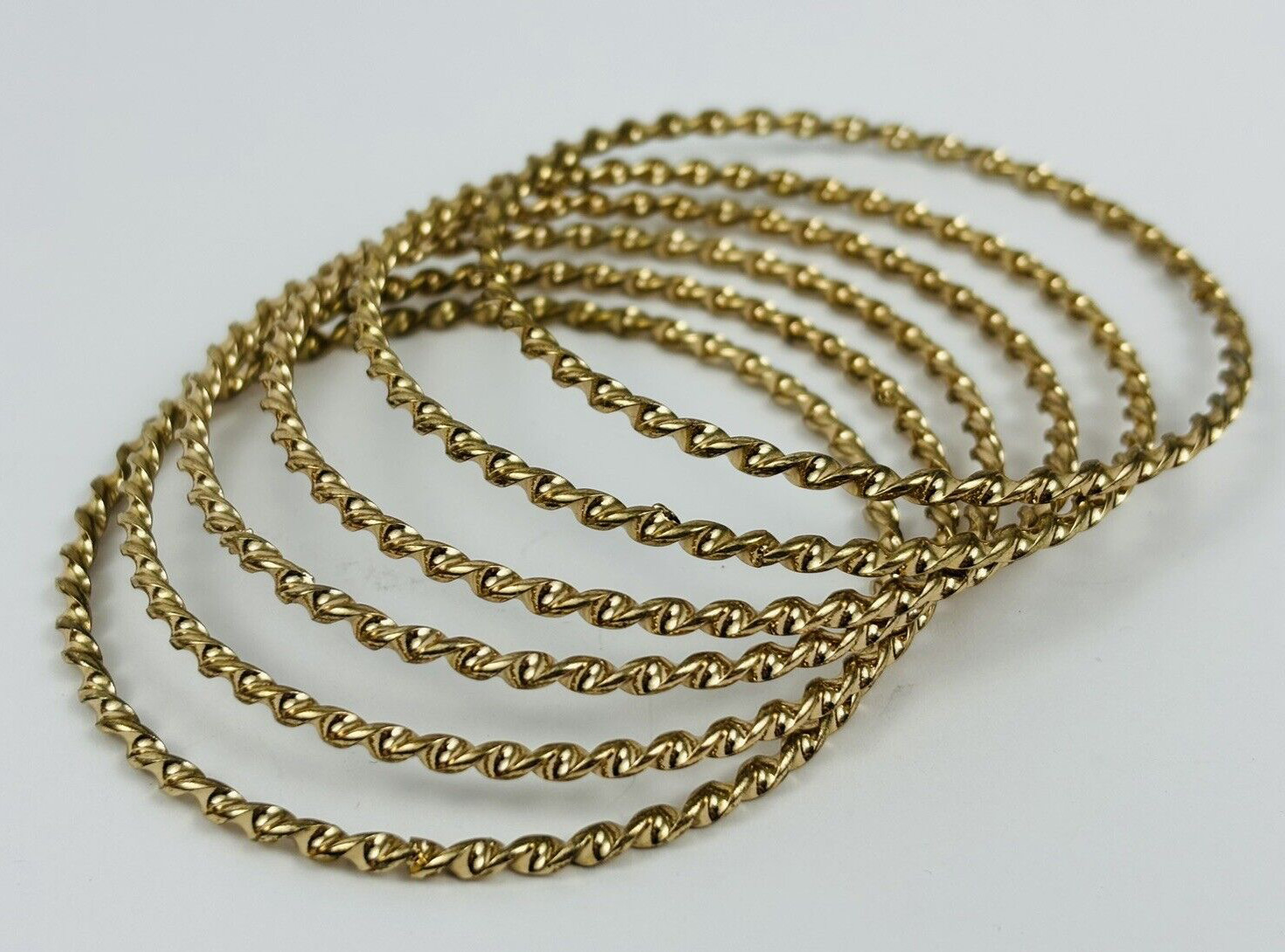 Twist Bangle Bracelet Stack Set Enamel Gold Tone - image 3