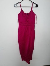 Express Fuchsia Dress S Sleeveless Tank high low peplum bottom Smocked Coquette 