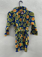 Seven Apparel Childrens Robe Size 5/6 Long Sleeve Blue Tye Dye Bright waist tie