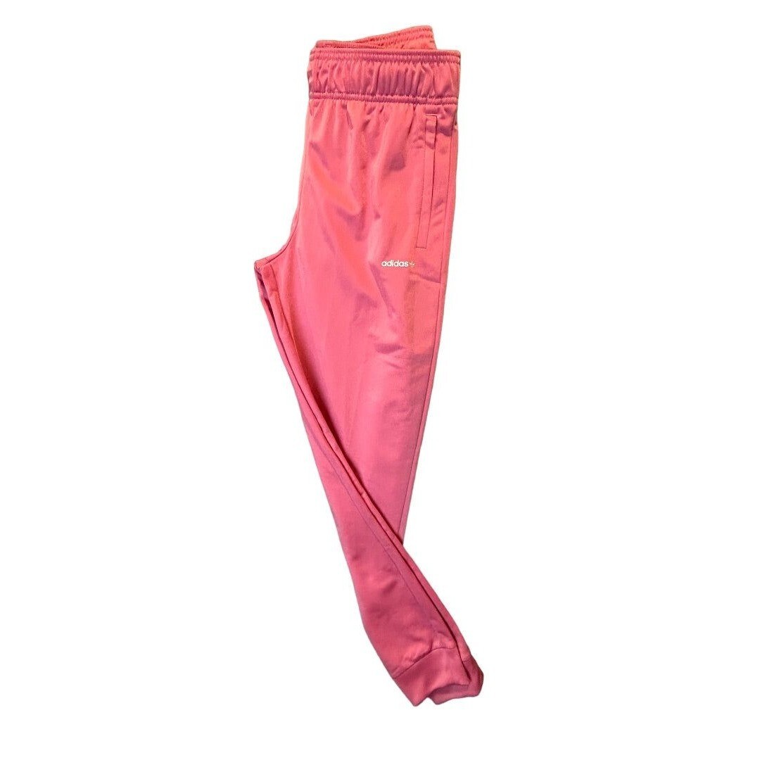 Large Adidas New Girl's Pink Jogger Track Pants Pull On Rose