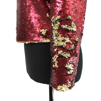 Ted Baker Blubele Sequin Oxblood Gold Full-Zip Cropped