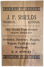 Early 1900s J.F. Shields Dry Goods Billhead – Thomson GA Merchant Receipt