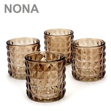 NONA KAYO rost braun 4x Teelichtglas Teelichtgläser Kerzenglas Windlichtgläser