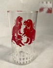 Vintage Swanky Swigs Glass Tumbler Red Puppy Cocker Spaniel Dog White Fence Ha