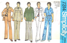 1970's Simplicity Men's Shirt-Jacket,Pants Pattern 7314 Size 38-40 UNCUT