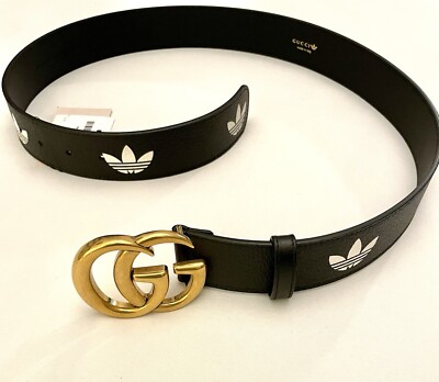 新品 85 GUCCI adidas コラボ 限定 ベルト ブラック BELT Men's Gucci x Adidas GG Marmont belt 90cm made in Italy Limited