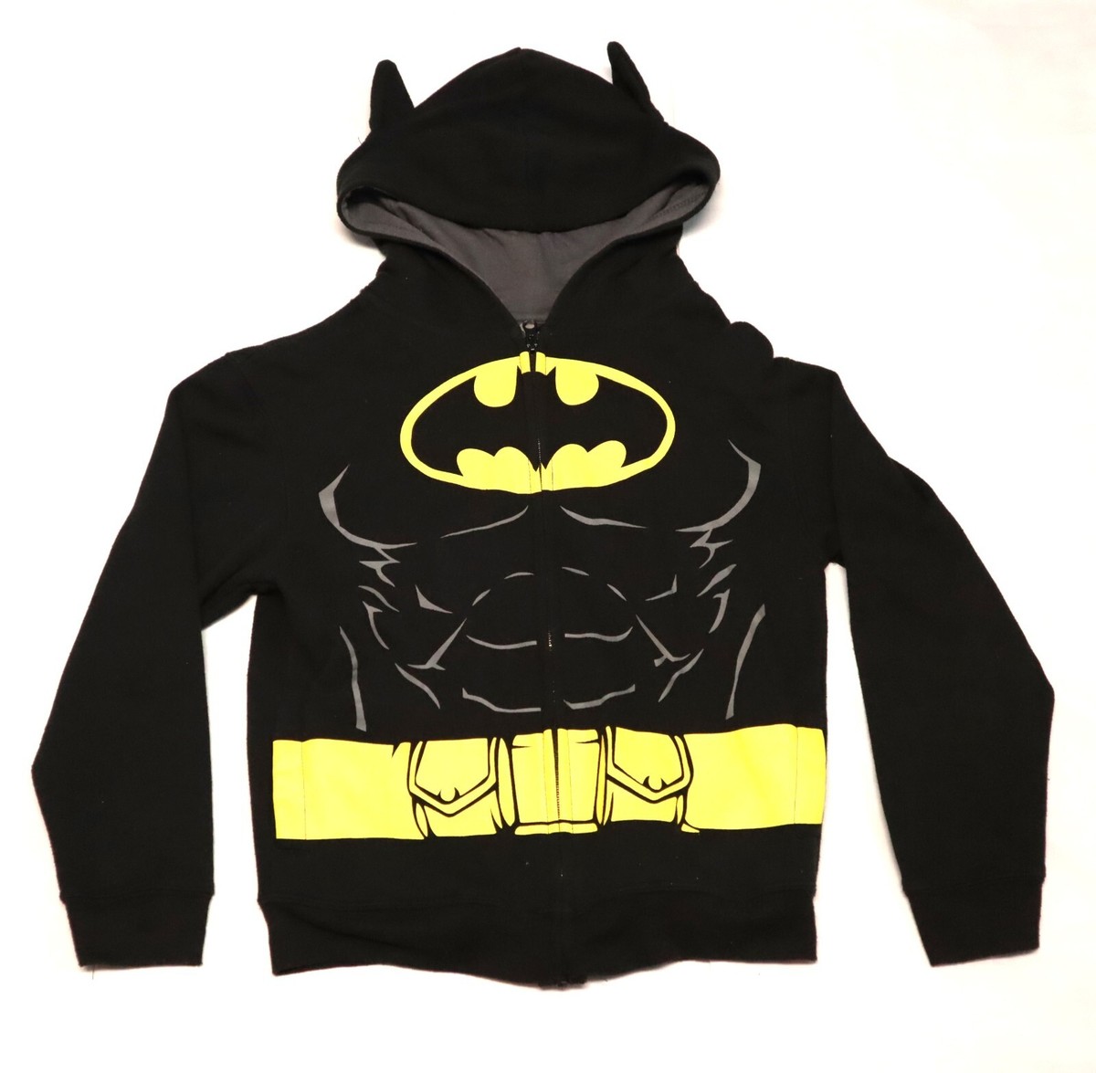 トップス  x Batman Size M DC COMICS BATMAN boys yellow logo full zip hoodie size M | eBay