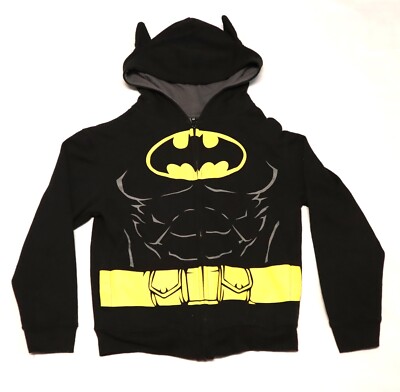 DC COMICS BATMAN boys yellow logo full zip hoodie size M | eBay