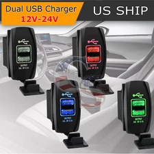 S1 Car Motor Waterproof 3.1A Dual USB Socket Charger Power Adapter LED 12-24V