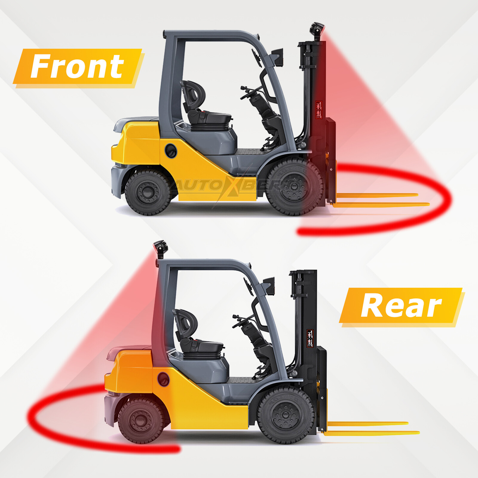 Red Forklift Truck Trailer LED Light Warehouse Safety Warning Working Arc Lamp A