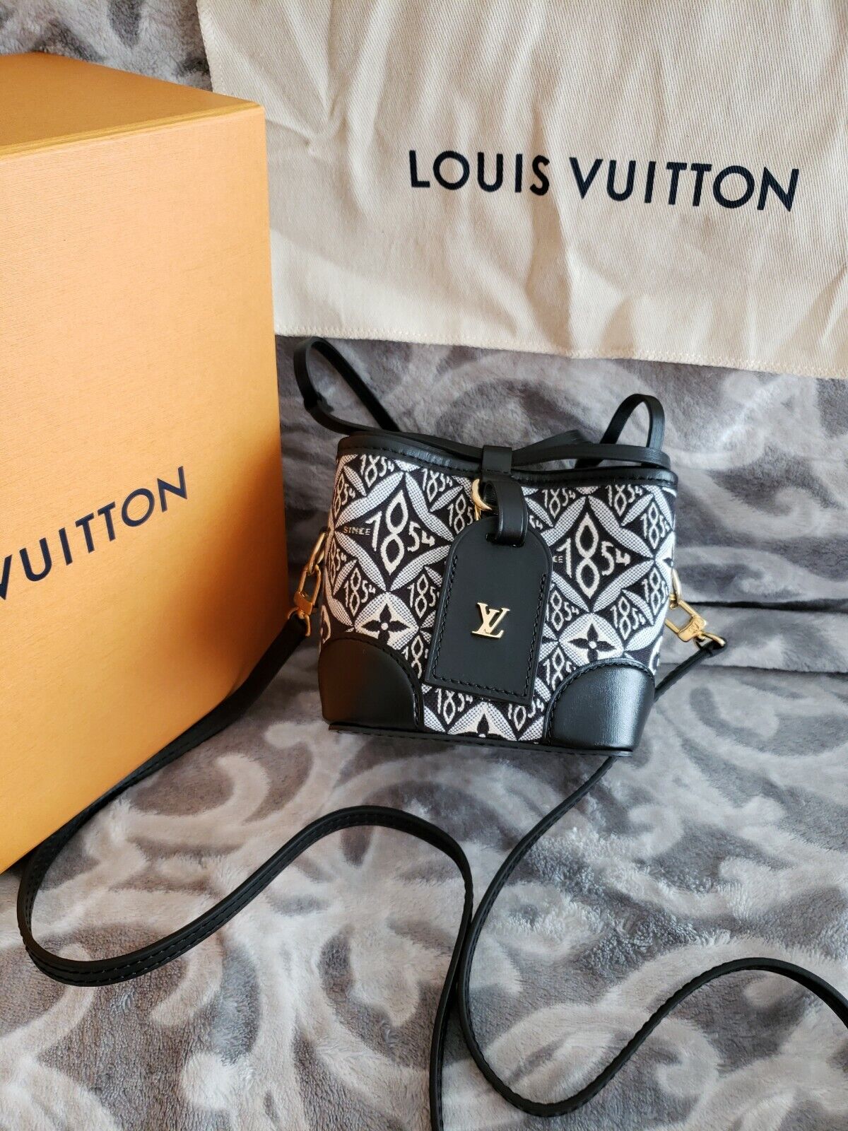 Louis Vuitton Neo Noe Nano 1854 Black Gray Jacquard Bag Giant