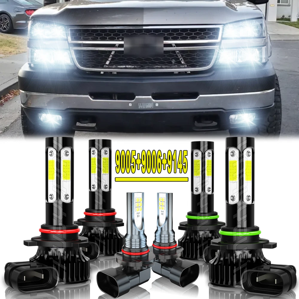6X 6000K LED Headlight Fog Light For 2003 2006 Chevy Silverado