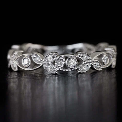 Floral wedding bands with diamonds sale