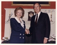 BRITISH POLITICIAN Margaret Thatcher & 41st US PRESIDENT George H. W.  Bush auto