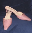Franco Sarto Leather Pink Mauve Snake Embellished Dress Mules Low Heel Sz 6.5