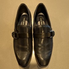 Steve Madden Monk Strap Black Leather Dress Shoes Buckle Almond Toe Men 10.5