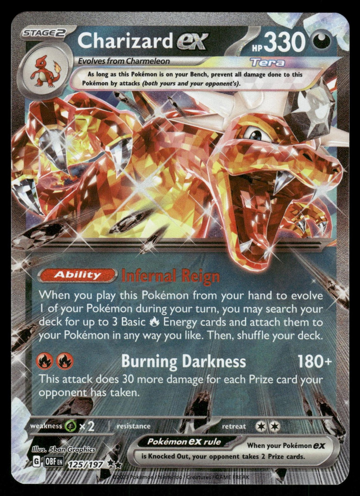 Charizard ex 125/197 Double Rare Obsidian Flames Pokemon Holo Near Mint
