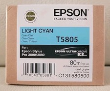 NIB 2019 Genuine EPSON T5805 LIGHT CYAN T580500 Ink Cartr. Stylus Pro 3800/3880