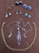925 Sterling Silver Jewelry Lot – Earrings Set, Bracelet & Necklace, 22.4g