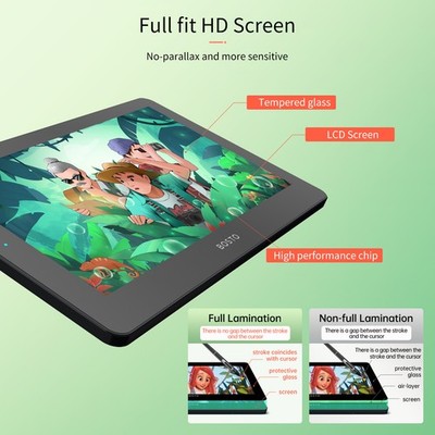 BOSTO BT-12HD Portable 11.6 Inch HD H-IPS LCD Graphics Drawing Tablet ZHLC