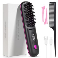 Portable Hair Straightener Brush Antiscald Hair Cordless Hair Straightener Brush