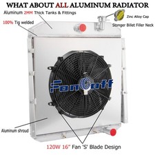 3-Row Radiator Shroud Fan Fit 1955~59 GMC Truck 4.4L 5.2L 5.3L 5.7L 6.1L CU8559