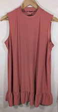 AS u Wish Women's Sleeveless Shift Dress Mock Style Neck Ruffle Detail Size L