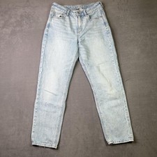 American Eagle Jeans Women  s 6 Light Wash Blue Mom Jean High Rise Tapered Leg