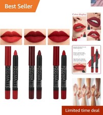 Elegant 3Pcs Lip Color Set - Matte Red Lipstick  Liner for All-Day Wear