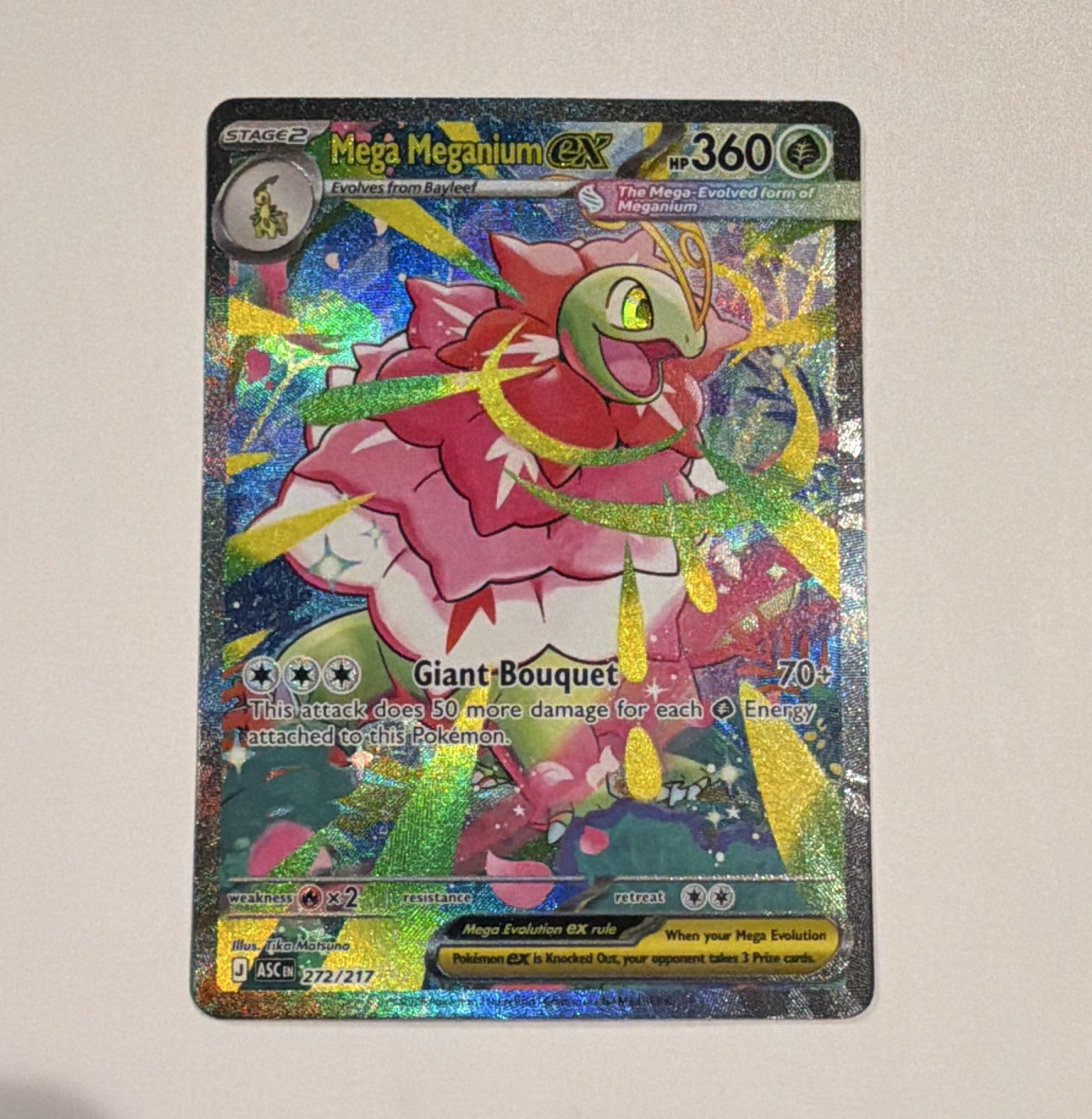 Mega Meganium EX 272/217 ASC Secret Rare Full Art Holo Pokemon TCG Card