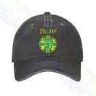 TROJAN   SKA BASEBALL CAP.DISTRESS  BLACK WITH PRINTED LOG .REF.TRO-46