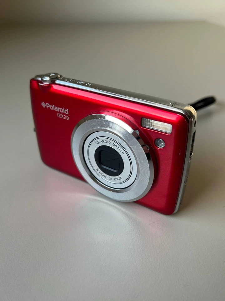 Polaroid IEX29 18MP 10x Zoom Digital CCD Camera in Red w/ Battery USB  WORKS - Image 2 of 4