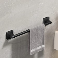 No-Drill Bathroom Towel Holder Self-Adhesive White & Black Towel Rack Rail