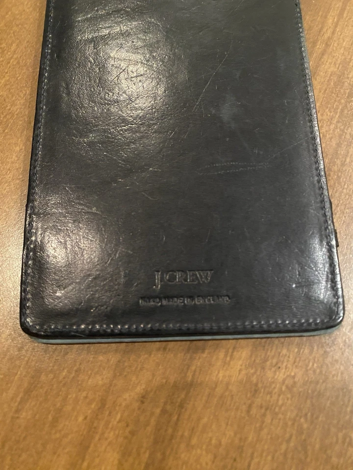 Cartera azul portafolio J.Crew vintage - elástica reversible - hecha a mano en Inglaterra Foto 2 de 4