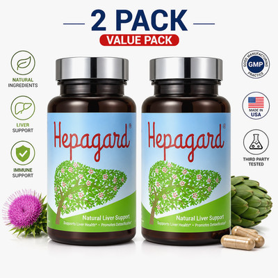 Pack of 2 Hepagard Natural Liver Support Supplement 30 Veg Capsules Detox