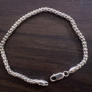 Estate Designer BSI 925 Sterling Silver Classic Popcorn Chain Necklace 7.5”