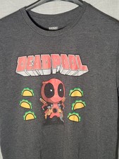 Camiseta gris carbón Marvel Deadpool (talla L) tacos/superhéroe/cómic