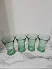 Rare Vintage Libbey Green Fluted Glass Embossed  Coca-Cola Glases Set of 4