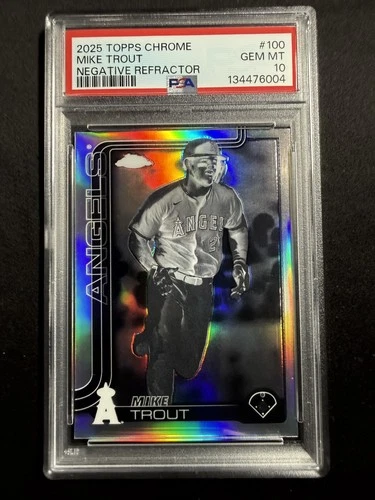 2025 Topps Chrome Negative Refractor #100 Mike Trout PSA 10