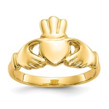 10K Yellow Gold Polished Claddagh Ring Size 7 for Women 2.45gm