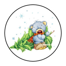 CHRISTMAS TEDDY BEAR ENVELOPE SEALS STICKERS LABELS TAGS 1.5" ROUND 30 TREE