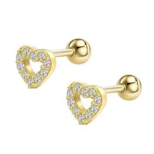 Sterling Silver 925 Full Heart CZ Fashion Stud Earring