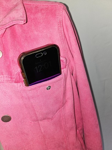 Wonder Nation Girls Pink Faux Suede Trucker Style Jacket Size XXL 18 - Picture 7 of 7