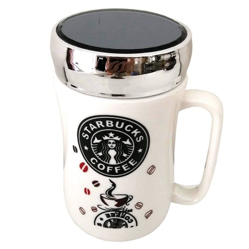 NEW STARBUCKS TRAVEL MUG CERAMIC COFFEE TEA CUP LID WORK HOT COLD